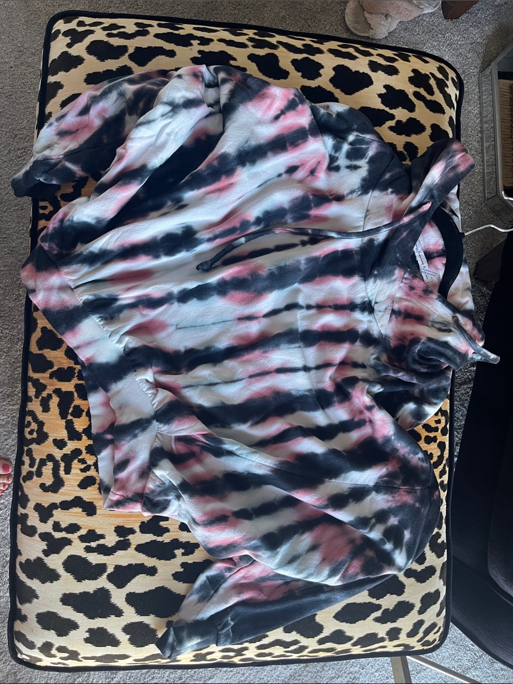 Young, Fabulous and Broke Tie-Dye Pullover Hoodie - Pink, Black & White